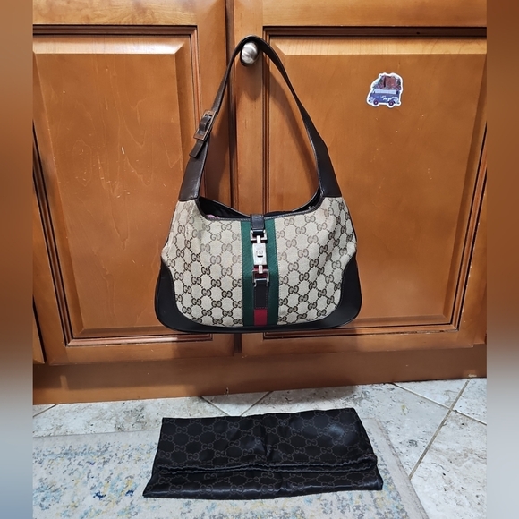 Gucci GG Monogram Supreme Sherry Web Ophidia Jackie Hobo Bag - Picture 1 of 14